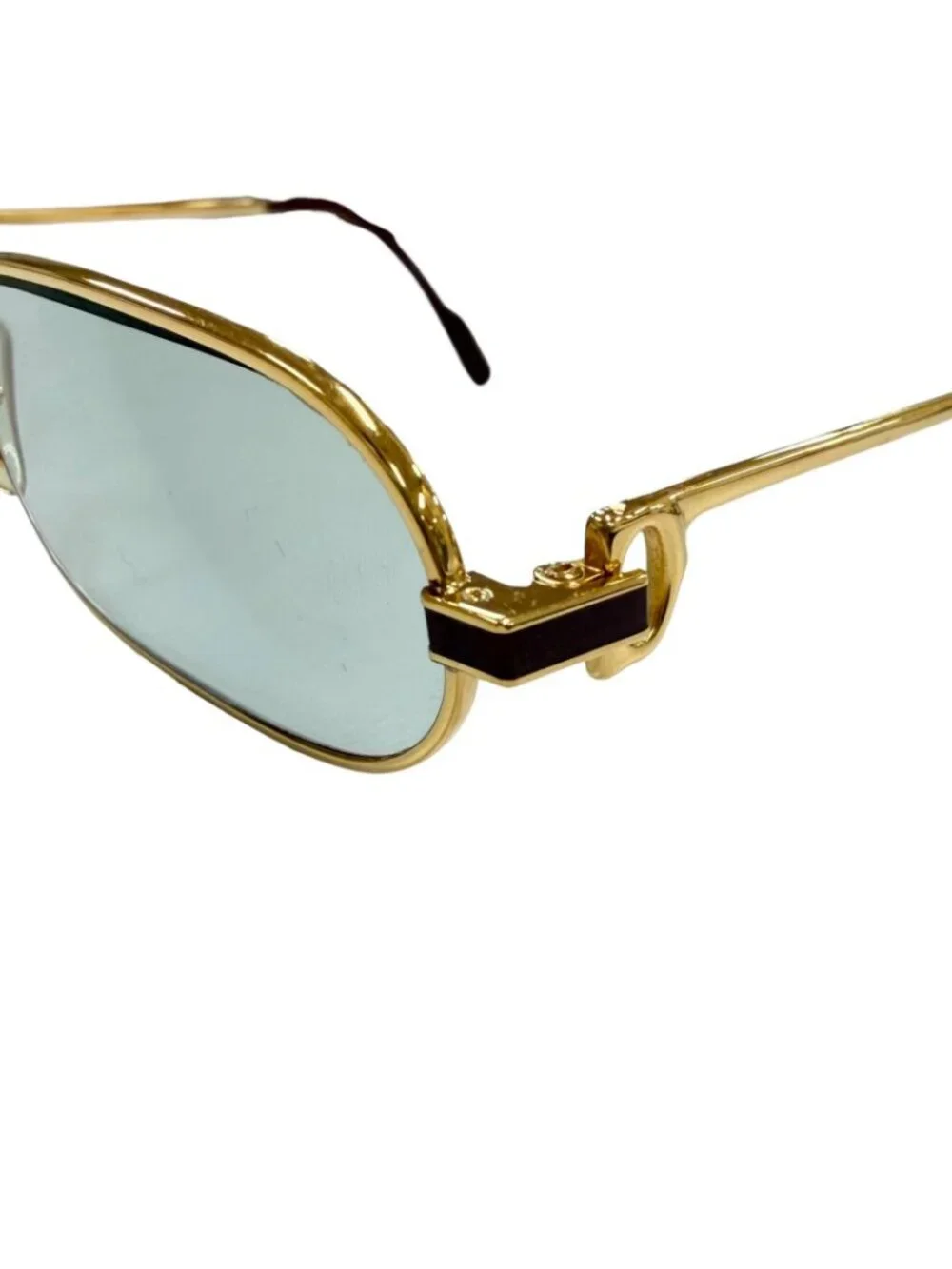 Cartier Vintage Square Logo Eyewear Sunglasses Gold Bordeaux Blue